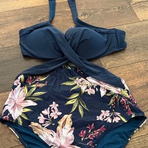Cupshe Floral Halter Swimsuit